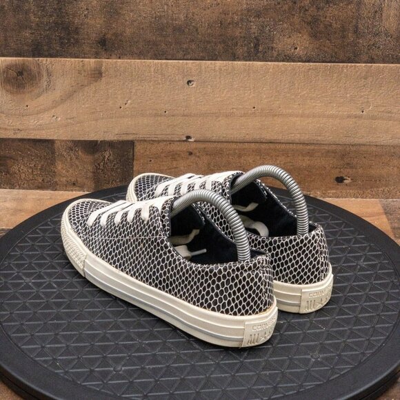 CONVERSE ALL STAR LOW SNAKESKIN PRINT WOMENS ATHLETIC SHOES BLACK LEATHER SIZE 6 - Picture 6 of 9